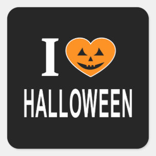 ICH ❤️ HALLOWEEN I LIEBE HALLOWEEN ICH HERZ HALLOW QUADRATISCHER AUFKLEBER