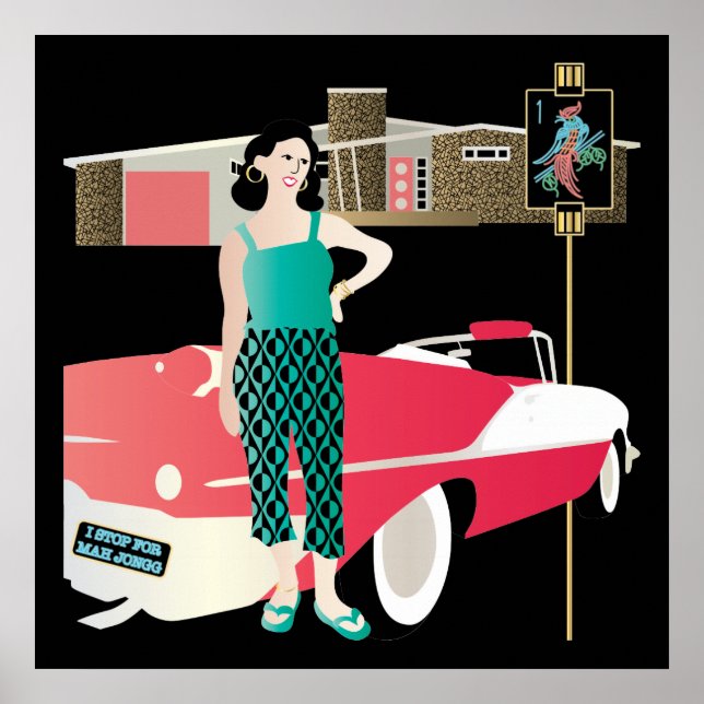 Ich halte für Mah Jongg Retro House Poster (Vorne)