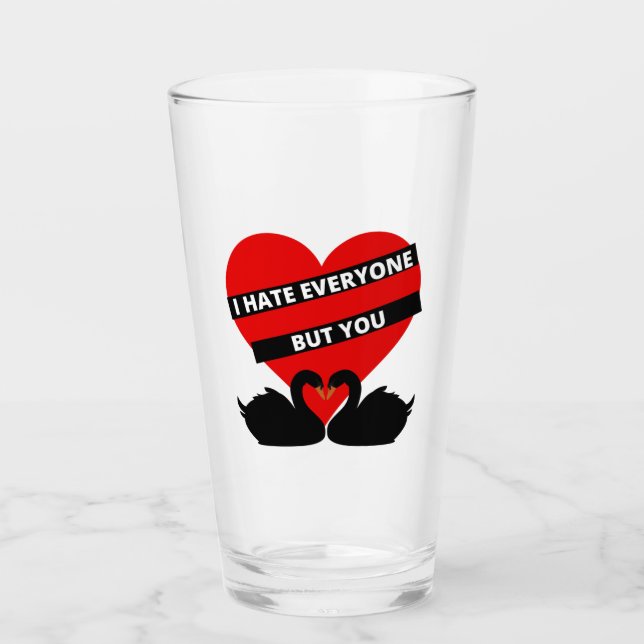 Ich hasse alle außer dir Schwarz Glas (Vorderseite)