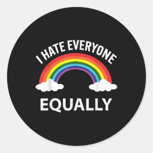 Ich hasse alle gleich lgbtq Pride Month Flag Rai Runder Aufkleber