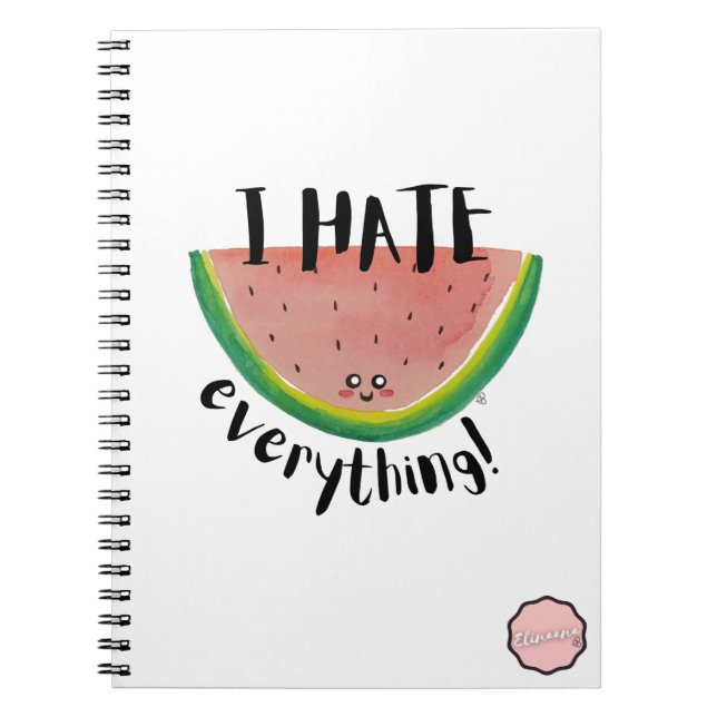 Ich hasse alles, Kawaii Watermelon Notizblock (Vorderseite)