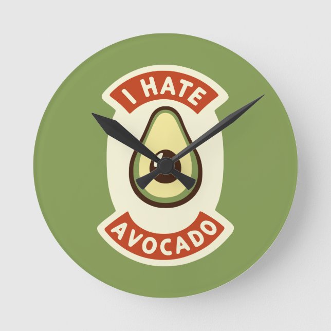 Ich hasse Avocado Runde Wanduhr (Vorderseite)