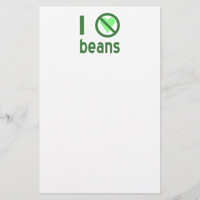 Ich hasse Bohnen Grüner Text Briefpapier (Vorderseite)