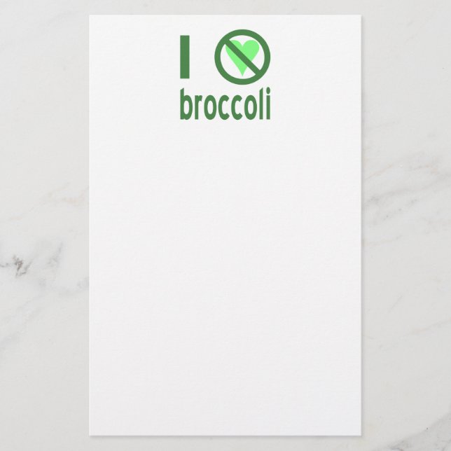 Ich hasse Broccoli I Keine Liebe Broccoli Briefpapier (Vorderseite)