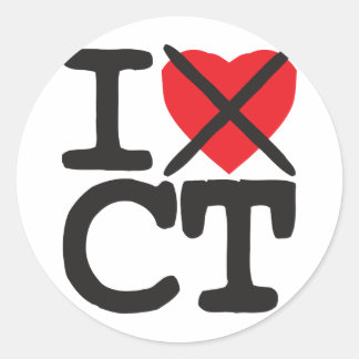 Ich hasse CT - Connecticut Runder Aufkleber