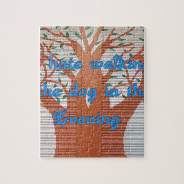 Ich hasse es, den Hund im Abend zu laufen. Puzzle (Vertikal)