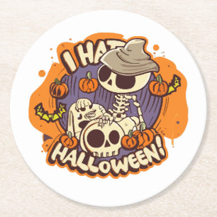 ich hasse Halloween Runder Pappuntersetzer
