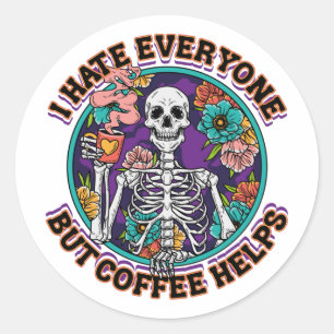 Ich hasse jeden Kaffee hilft Kaffee-Liebhaber-Gesc Runder Aufkleber