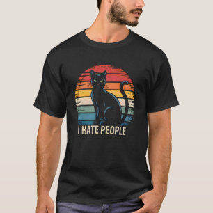 Ich hasse Leute Lustig Vintage Retro Katze Sarkast T-Shirt