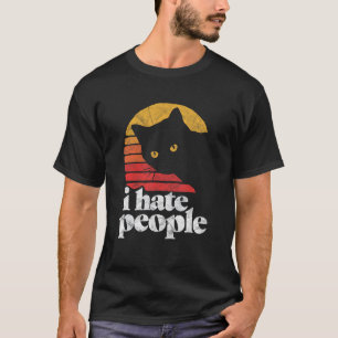 Ich hasse Leute Lustig Vintage Style Katze Retro D T-Shirt