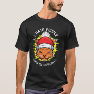 Ich hasse Leute Weihnachten Katze Kätzchen X Mas T-Shirt