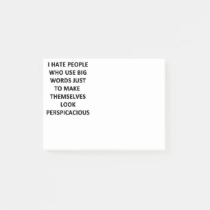 Ich hasse Menschen, die große Wörter verwenden Post-it Klebezettel