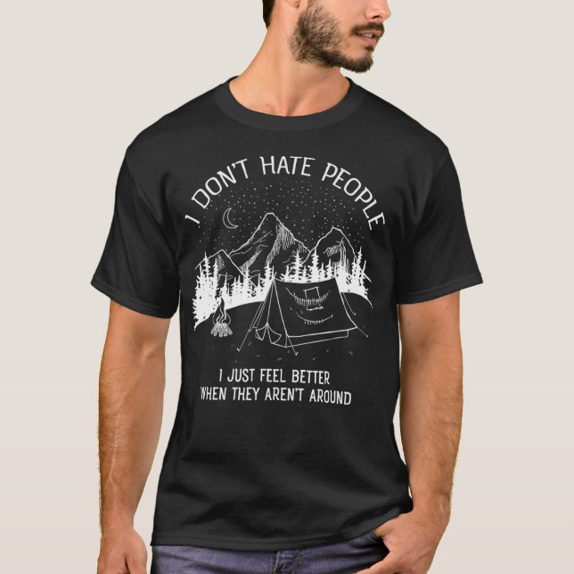 Ich hasse Menschen, die ich Liebe Camping Design T-Shirt (Vorderseite)