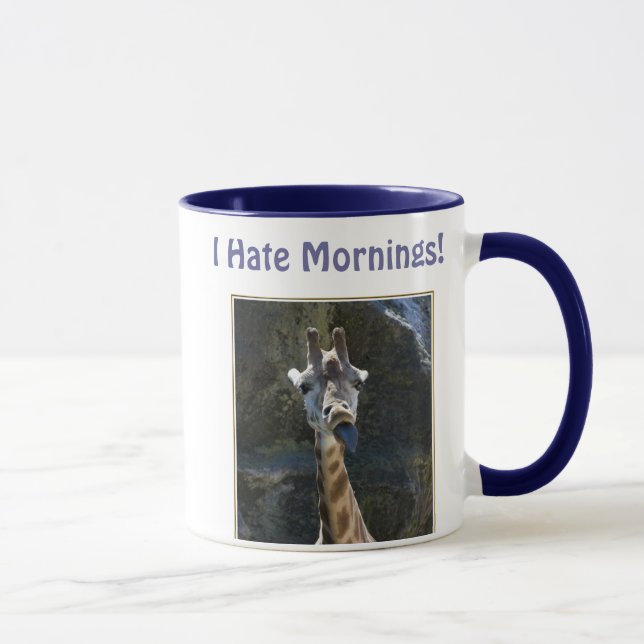 Ich hasse Morgen, die Giraffe, die heraus Zunge Tasse (Rechts)