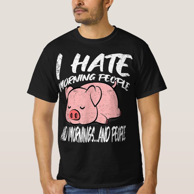 Ich hasse Morning People | Lazy Animal T-Shirt (Vorderseite)