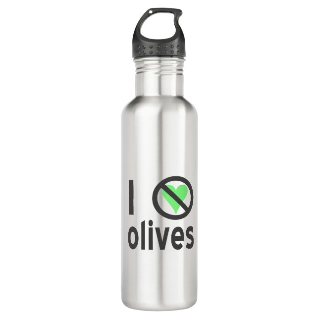 Ich hasse Olive I No Liebe Olive Black Trinkflasche (Vorderseite)