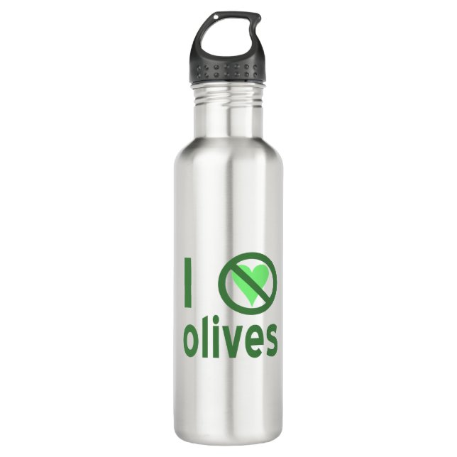Ich hasse Olive I No Liebe Olive Green Edelstahlflasche (Vorderseite)