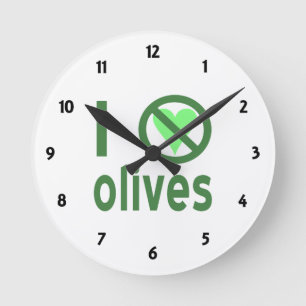 Ich hasse Oliven Keine Liebe Grün Runde Wanduhr