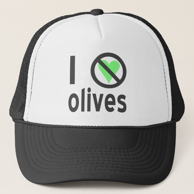 Ich hasse Oliven (schwarz) Truckerkappe (Vorderseite)