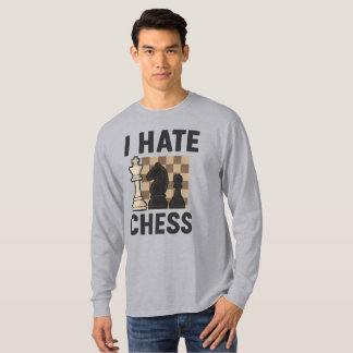 Ich hasse Schach Langarmshirt - lebendiger Aufdruc T-Shirt