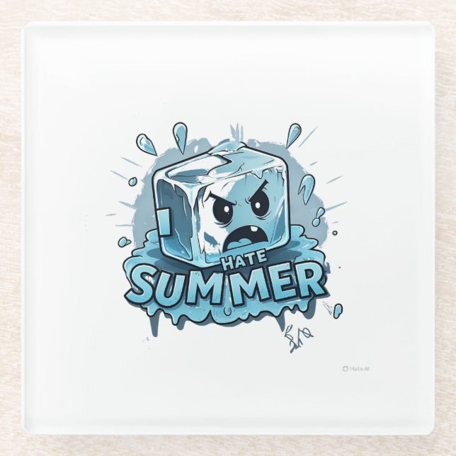 Ich hasse Sommer Glasuntersetzer (Vorderseite)
