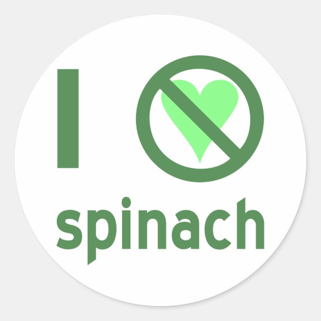 Ich hasse Spinach Runder Aufkleber (Vorderseite)