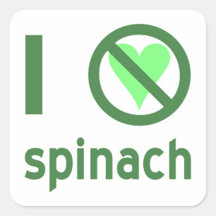 Ich hasse Spinat Keine Liebe Quadratischer Aufkleber