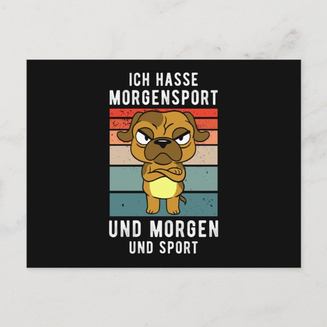 Ich hasse Sport und morgen Postkarte (Vorderseite)