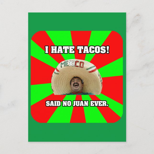Ich hasse Tacos Postkarte (Vorderseite)