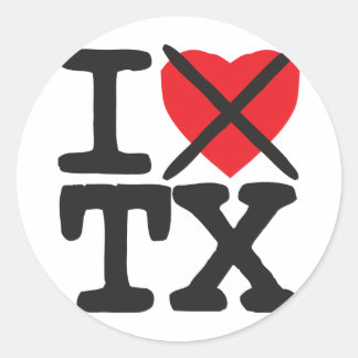 Ich hasse TX - Texas Runder Aufkleber