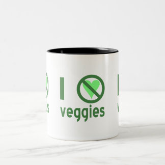 Ich hasse Veggies I No Liebe Veggies Zweifarbige Tasse