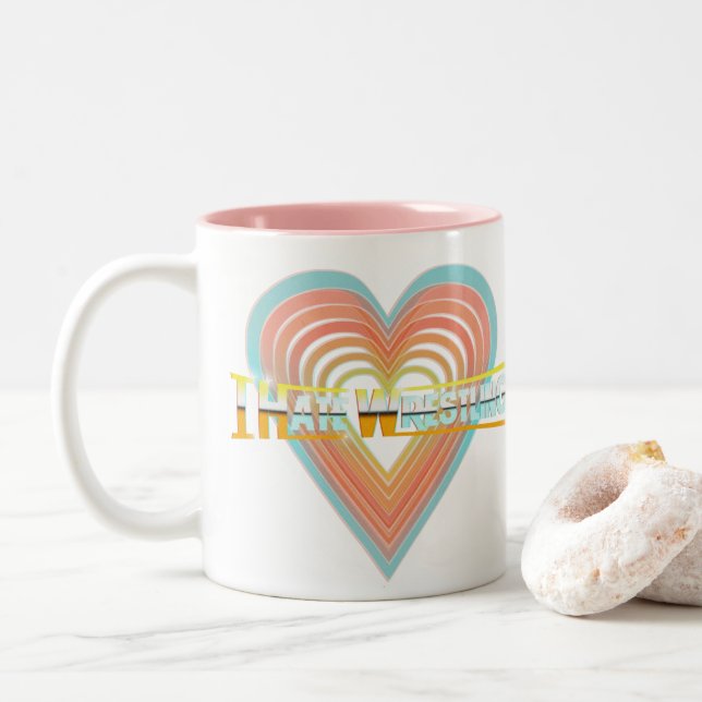 Ich hasse Wrestling-Logo-Tasse Zweifarbige Tasse (Mit Donut)