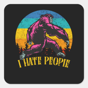 Ich hasst Leute Vintag Yeti Bigfoot Geschenk Quadratischer Aufkleber