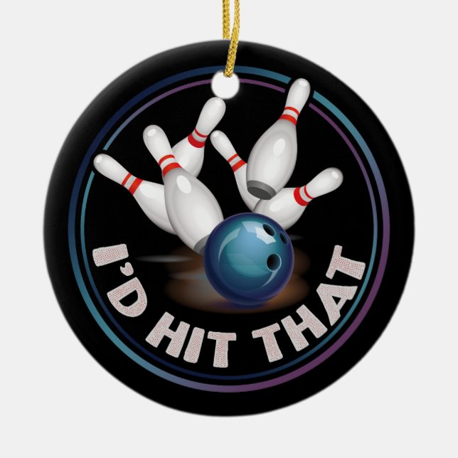 Ich hatte den lustigen Witz-Bowling getroffen Keramik Ornament (Vorne)