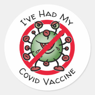 Ich hatte mein Covid Vaccine Funny Cartoon Virus-Z Runder Aufkleber