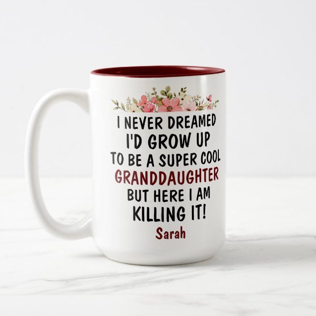 Ich hätte nie geträumt, eine Enkelin zu werden Zweifarbige Tasse (Links)