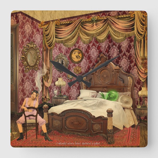  Ich hätte niemals einen Piloten Verheiratet Quadratische Wanduhr (Vorderseite)