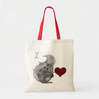 Ich heart Baby Eichhörnchen Fuzzy Animal Tragetasche