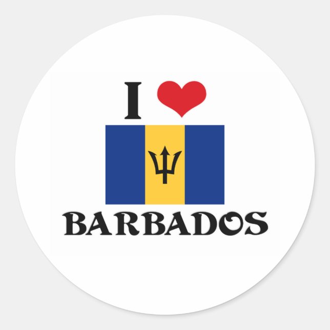 ICH HEART BARBADOS RUNDER AUFKLEBER (Vorderseite)