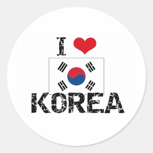 ICH HEART KOREA RUNDER AUFKLEBER (Vorderseite)