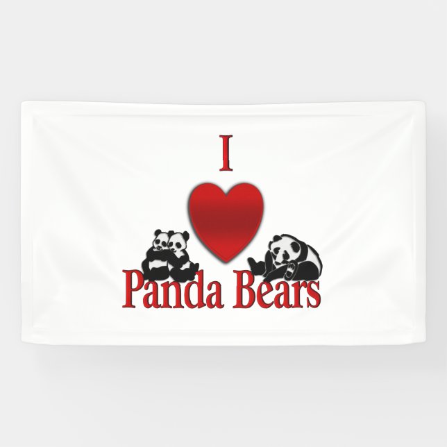 Ich heart Panda Bears Fun Banner (Horizontal)