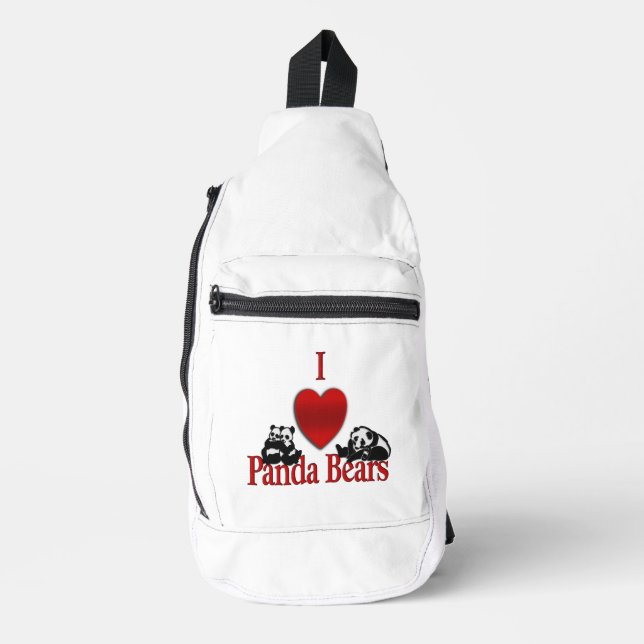 Ich heart Panda Bears Fun Crossbody Bag (Vorderseite)