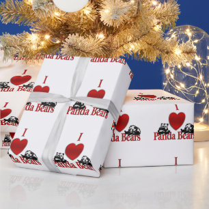 Ich heart Panda Bears Fun Geschenkpapier
