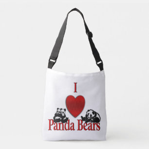Ich heart Panda Bears Fun Tragetaschen Mit Langen Trägern