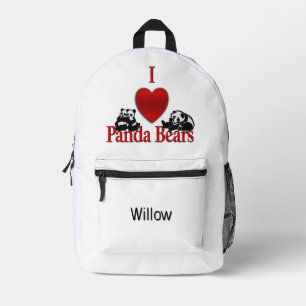 Ich heart Panda Bears Spaß mit Namen Bedruckter Rucksack