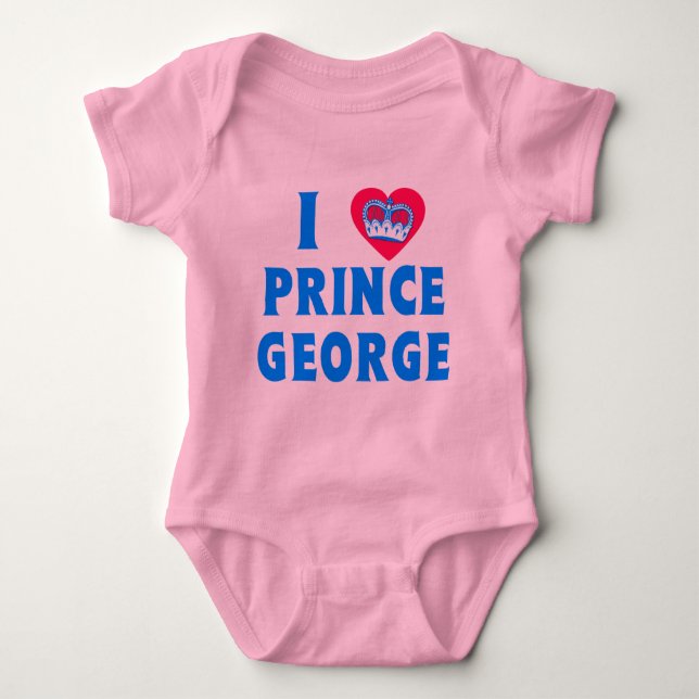 ICH HEART PRINCE GEORGE mit Herz und Krone Baby Strampler (Vorderseite)