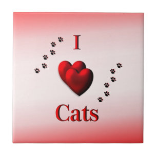 Ich hebe Katzen Paw Print Keramik Tile Fliese