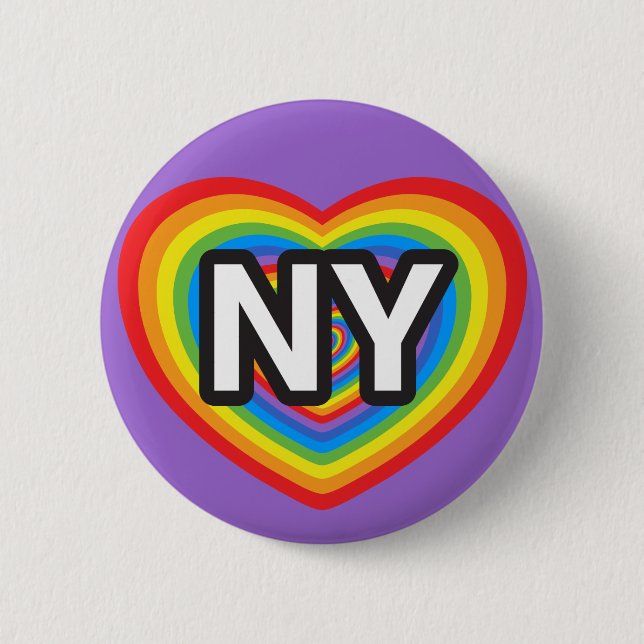 Ich hebe New York. Ich Liebe New York. NYC Regenbo Button (Vorderseite)