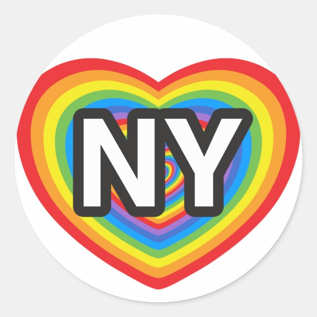 Ich hebe New York. Ich Liebe New York. NYC Regenbo Runder Aufkleber (Vorderseite)