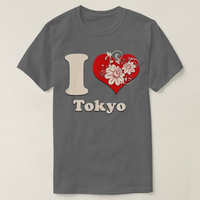 Ich hebe Tokio Japan Floral T-Shirt (Design vorne)